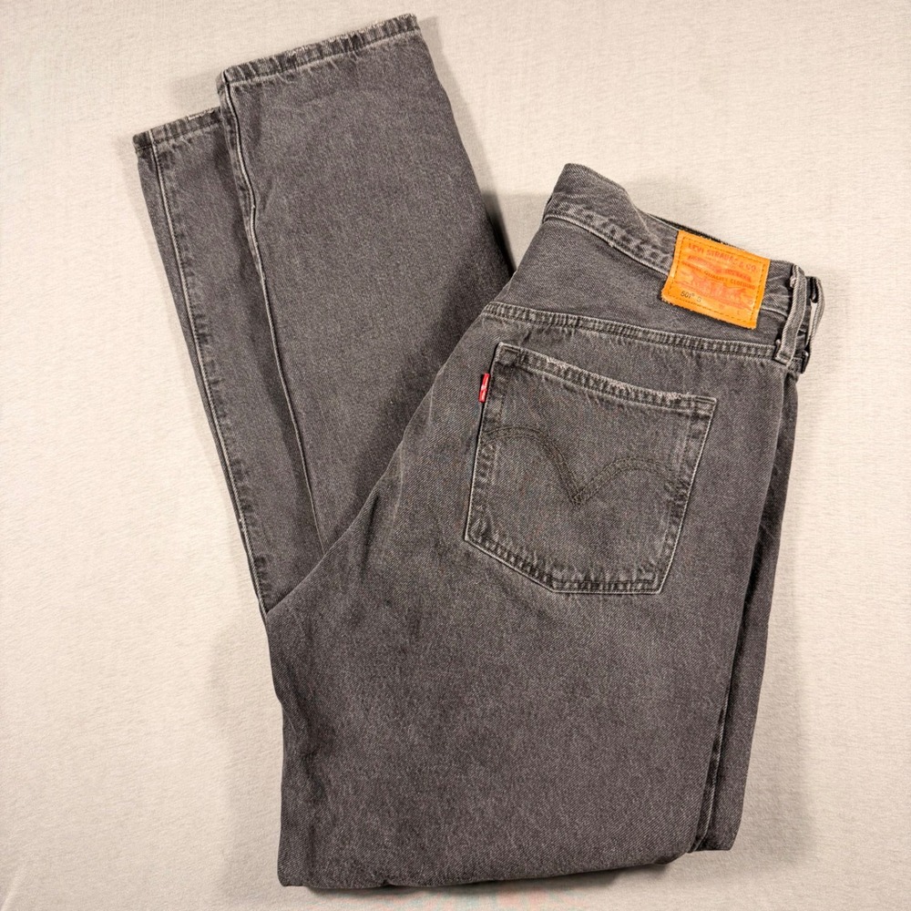 Levis 501 S Skinny Jeans Mens 31x30 Gray Distressed Cotton Button Fly 29502-0152